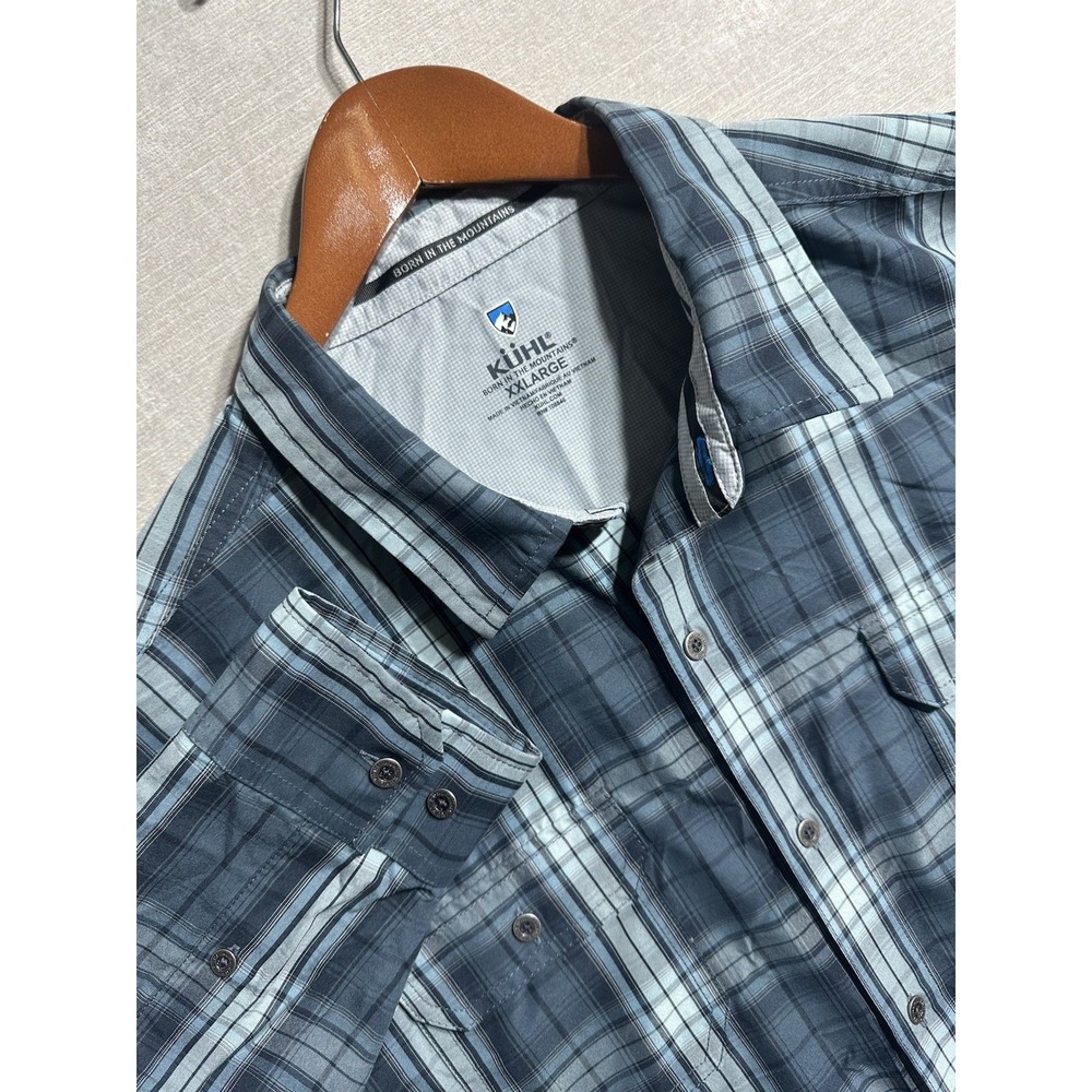 NWOT Kuhl Response Lite Long Sleeve Button Up Shirt Plaid Blue Mens XXL Hiking